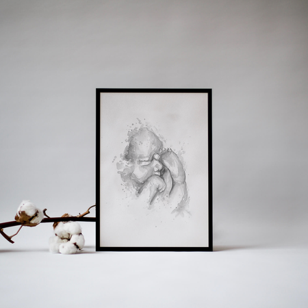 unique watercolor painting of your baby Sonogram image 